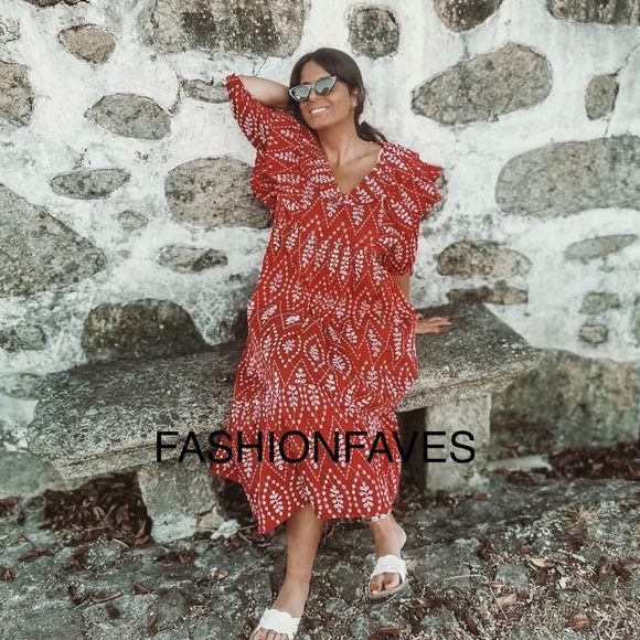 ZARA RED EMBROIDERED DRESS - Picture 2 of 7